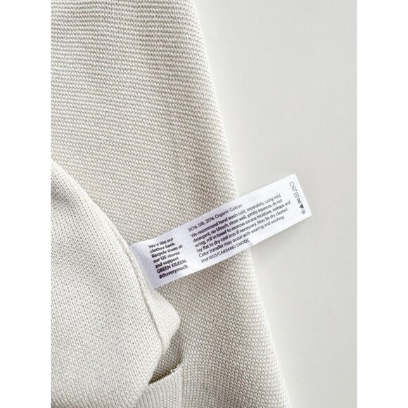 EILEEN FISHER Bone Ivory Silk Cotton Interlock Knit Long Cardigan, Size S - Picture 15 of 16